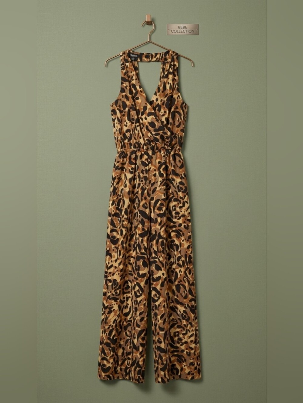 bebe Halter Leopard Jumpsuit